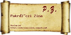 Pakróczi Zina névjegykártya